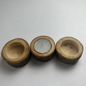 Porte-bougie en bois rond rustique fait main GUANSEN GS145 Wabi Sabi en écorce d'arbre pour Noël - Product Image 2