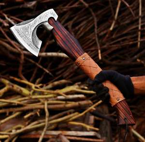 Hache artisanale de qualité industrielle en acier à haute teneur en carbone de 18 pouces avec manche en bois, garantie 1 an pour l'extérieur, par Steel Craft International - Product Image 2