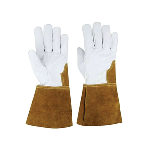 Leather Safety Gloves 14 Inch Heat Resistant Anti-Heat Abrasion Resistance Elastic Wristlet Cowhide Material Anti-Vibration - Product Image 4