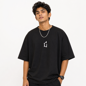 Men's Oversized Blue Bamboo Cotton T-Shirt with Front White Letter G Print Casual O-Neck <b>Short</b> <b>Sleeve</b> Jersey Fit Quick Dry - Product Image 6