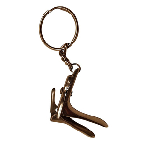 Wholesale Manufacturer Clinic Promotional Keychains Speculum Shaped Titanium Color Key <b>Rings</b> Customized Brand <b>Name</b> Keychains - Product Image 3