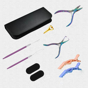 Alicates para extensiones de cabello, color arcoíris metálico, para instalación y extracción, kit de herramientas duraderas para extensiones de cabello, acero inoxidable dorado - Product Image 5