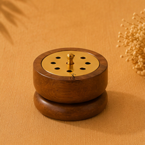 Luxury Round Wooden <b>Bakhoor</b> Burner With Brass Top. Three Layer Premium Arabic <b>Oud</b> Incense Holder For Home Decor Wholesale Price - Product Image 2