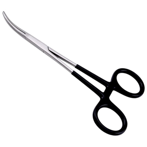 Pince de pêche incurvée anti-corrosion, revêtement noir, poignée antidérapante, pince hémostatique verrouillable, extracteur d'hameçons profonds, équipement de pêche - Product Image 1