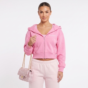 Shop the KhumBro Pastel <b>Pink</b> Cropped zip <b>Hoodie</b>. A Y2K-inspired cropped with ultra-soft fleece and functional Sweatshirt - Product Image 1