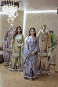 Tendance Georgette russe Plazo broderie complète, pierres de Zarkan, travail de séquence et Dupatta lourd (ensemble de vente en gros de 4 pièces) - Product Image 2