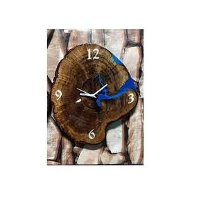 Horloge murale rustique en bois et résine époxy, finition polie, personnalisable, tendance, idéale pour offrir, décoration intérieure, pour restaurant, hôtel - Product Image 2