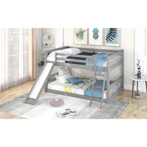 Lit superposé gris double avec glissière et échelle convertibles, lits pour enfants, ancien SKU GX000708AAE - Product Image 6