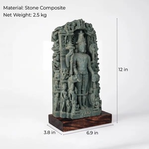 Sculpture de Vishnu du XIIe siècle |   Réplique d'art de temple de divinité hindoue Chaturbhuj - Product Image 2