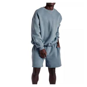 Conjunto de ropa deportiva de dos piezas de verano para hombre, Sudadera con cuello redondo y pantalones cortos con logotipo personalizado, trajes de Jogger de estilo masculino - Product Image 1