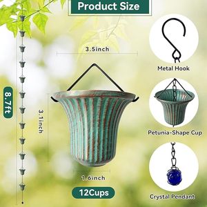 Chaîne de pluie décorative en fer forgé tendance pour balcon, drainage de l'eau de pluie et aménagement extérieur moderne - Product Image 3