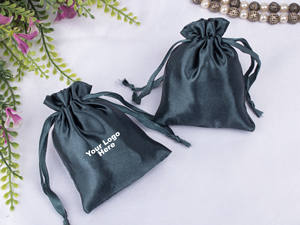 Bolsas de Regalo de Lujo en Color Gris Oscuro, Ligeras, de Satén, con Cordón, para Guardar Joyas, Collares, Anillos y Aretes - Product Image 4