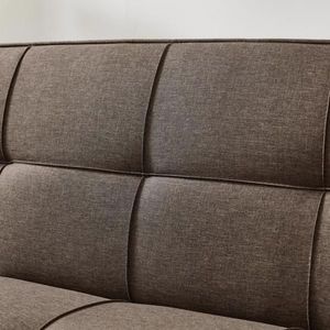 Divano Letto Convertibile in Lino Marrone con Gambe in Legno per Soggiorno - Product Image 4