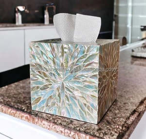 Boîte à mouchoirs luxueuse en nacre, artisanat de luxe fait main, décoration artisanale - Product Image 3