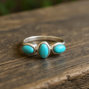 แหวนดีไซน์เนอร์สีเทอร์ควอยซ์ 2.9 กรัม จี้และเครื่องประดับชั้นดี - Product Image 3