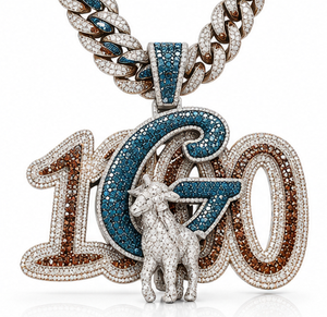 16K Gold Color Moissanite Pendant 167 Charm Necklace Blue <b>Brown</b> Micro Pave Goat Number Pendant for Men - Product Image 1