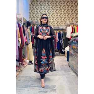 Ensemble de costume pakistanais de travail à la main Mirro de couleur malti --- SD01 - Product Image 1