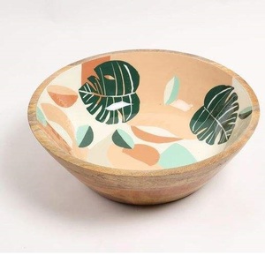 Bol en bois de luxe avec design émaillé, finition lisse, création artisanale pour la décoration moderne de la maison, élégant pour la table - Product Image 1