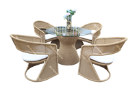 Ensemble de table et chaises de jardin en polyrotin d'extérieur PRCF-022, meubles de patio