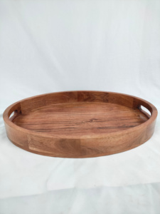 Bandeja para servir de bambú con asas Platos y platos de madera para comida Cena Bar de té Desayuno Fiestas Cama y uso en la cocina - Product Image 3