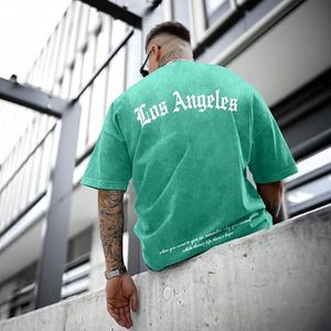 T-shirt graphique vintage pour homme, coupe ample et oversize, effet délavé, style streetwear décontracté Los Angeles - Product Image 5