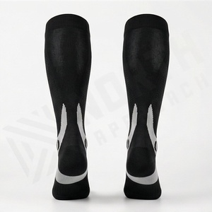 Knee High Running Socks Black Gray Geometric Pattern Breathable Spandex Polyester Adult Compression Sport Socks - Product Image 2