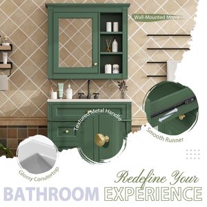 Mobile Bagno Moderno da 76 cm con Lavabo Integrato, 2 Cassetti e Cassetto a Ribalta per Organizzazione e Stoccaggio - Product Image 5