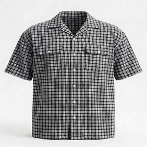 Camisa Casual de Manga Corta a Cuadros para Hombre, 100% Algodón, Cuello Camisero, Transpirable, Ideal para el Verano - Product Image 1