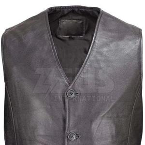 Chaleco Personalizado de Cuero Genuino para Hombre, Estilo Motociclista, Cuello en V, Lavado, Casual, Impermeable, OEM, ODM, Venta al Por Mayor - Product Image 3