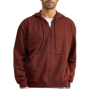 OEM personalizado de calidad superior de algodón de lana sudadera con cremallera Sudadera con capucha con cuerda ajustable transpirable Color sólido al por mayor Casual - Product Image 1