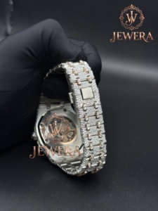Export Quality Mens Luxury Full Diamond Stainless Steel <b>Watch</b> 41mm <b>Case</b> Analog Mechanical Auto Blue Glass Butterfly Clasp Date - Product Image 3