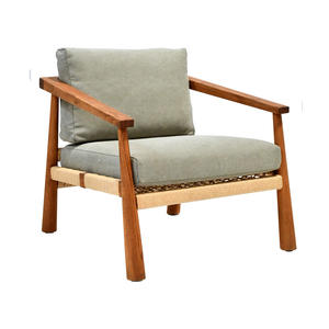 Chaise longue en teck naturel moderne, imperméable, écologique, durable, avec assise rembourrée confortable pour un intérieur contemporain - Product Image 1