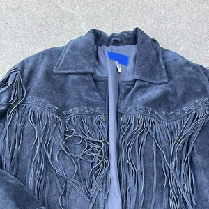 Customizable Women's <b>Suede</b> Fringed <b>Jacket</b> With Turn Down Collar And Zipper Closure Full Sleeve Autumn Style Private Lable - Product Image 3