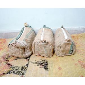 Indian kantha hand block print cotton cosmetic bag Makeup pouch set of three Accessory case Women's travel bag Handmade Kantha - Product Image 2