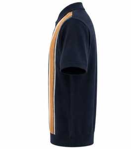 Mens <b>Navy</b> Blue & Camel Vertical Stripe Polyester Quick Dry Casual for Shirt - Product Image 2