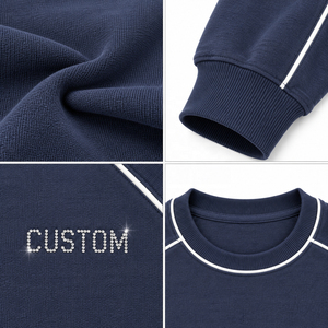 Sudadera Unisex de Cuello Redondo, Color Sólido, Ribete en Contraste, Estilo Urbano Holgado, Fabricación de Ropa OEM para Invierno - Product Image 4