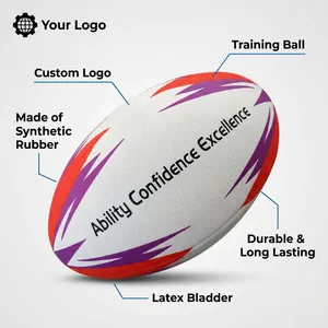 Balón de Rugby Personalizado para Entrenamiento, Caucho Sintético Premium de Larga Duración, Disponible en Tallas 3, 4 y 5 para Niños, Jóvenes y Adultos - Product Image 3
