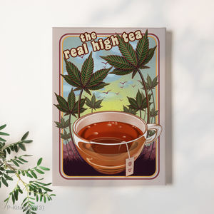 Holiday Wall Art Modern Vintage Tea Cup Botanical Illustration Poster Retro Kitchen Wall Decor <b>Canvas</b> Print with <b>Wood</b> <b>Frame</b> - Product Image 1