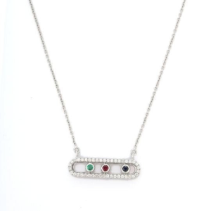 18K Emerald <b>Ruby</b> Sapphire & Diamond Faceted <b>Necklace</b> - Product Image 3