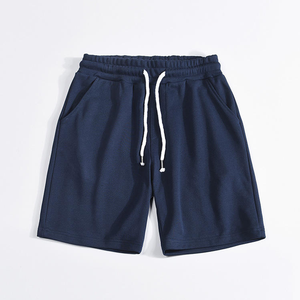 Shorts de sport cargo bleu uni respirant à séchage rapide pour homme avec poches zippées, taille mi-haute élastique, en toile 100 % coton - Product Image 3