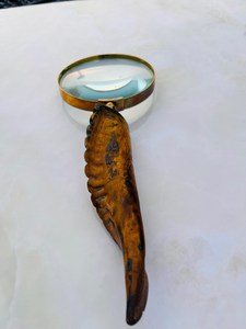 Loupe artisanale en corne de chèvre naturelle, forme naturelle sculptée, imitation antique, objet de collection - Product Image 4