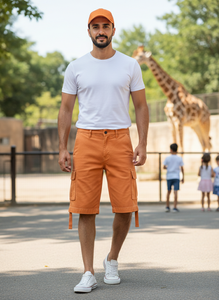 กางเกงขาสั้นคาร์โก้ผู้ชายสำหรับฤดูร้อน กางเกงขาสั้นคาร์โก้ลำลองสไตล์ไฮสตรีทเหนือเข่า ผ้าฝ้าย กางเกงขาสั้นซาฟารีสำหรับผู้ชาย - Product Image 5