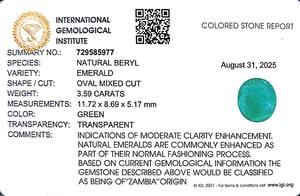มรกตสีเขียวรูปไข่ 3.59 กะรัต จากพลอยแซมเบีย - Product Image 6