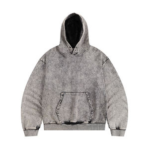 Sweat à capuche gris délavé surdimensionné pour homme en coton French Terry, style décontracté avec poches, anti-boulochage, coupe classique, style automne - Product Image 1