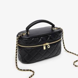 Sac à bandoulière matelassé en cuir PU de luxe à motif géométrique, sacoche à chaîne pour femme, fermeture éclair, usage quotidien - Product Image 3