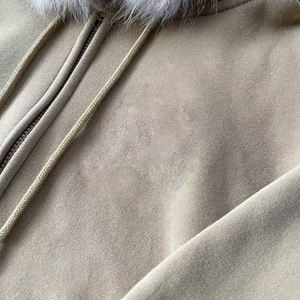 Sudadera con capucha de forro polar grueso estilo streetwear personalizada, oversize, con cremallera y capucha de piel sintética desmontable para hombre - Product Image 3