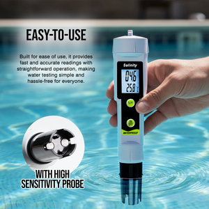 Stylo numérique 2-en-1 pour la mesure de la salinité et de la température, 0-199,9 ppt, haute gamme, avec ATC pour l'eau de mer, l'aquaculture et les tests marins - Product Image 2