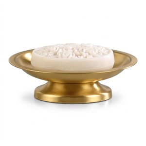 Elegant Style Brass Metal <b>Soap</b> Dish Gold Tone Countertop Bar <b>Soap</b> <b>Holder</b> For Bathroom Classic Home Decor Accessory - Product Image 1