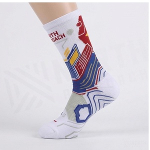 Crew <b>Socks</b> Geometric Pattern Blue Breathable <b>Running</b> <b>Socks</b> for Adults Spring Season - Product Image 3