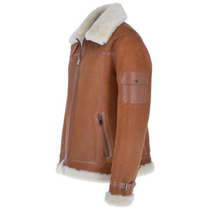 Winter <b>Fur</b> Shearling Camel <b>Leather</b> Jacket/Genuine <b>Leather</b> Shearling <b>Fur</b> Jacket/Custom OEM <b>Coat</b> Jacket for Men - Product Image 5